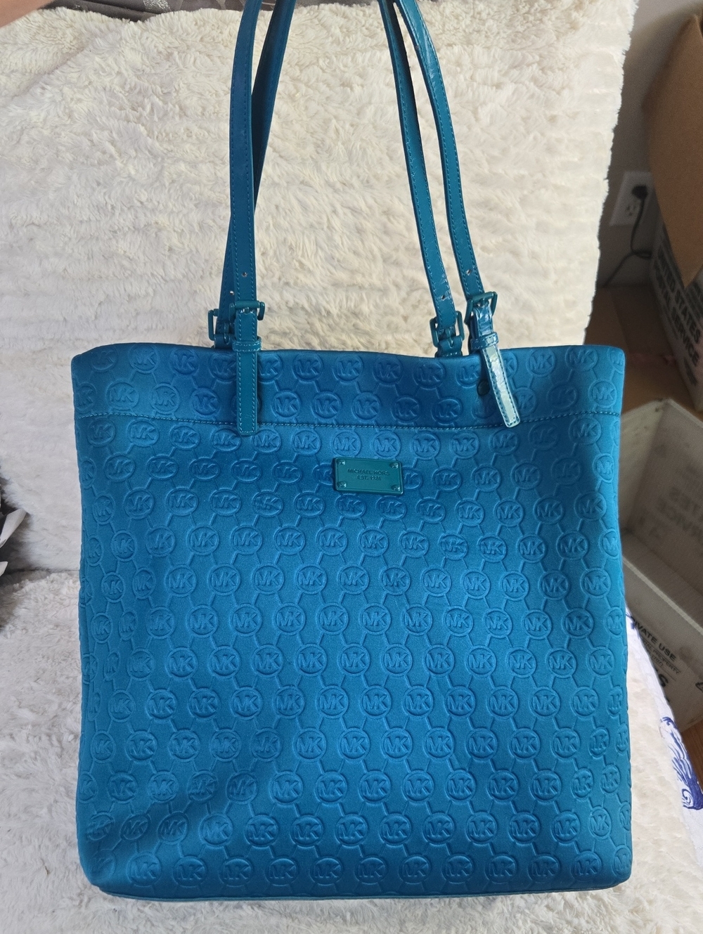 Michael Kors Teal Embossed Logo Tote